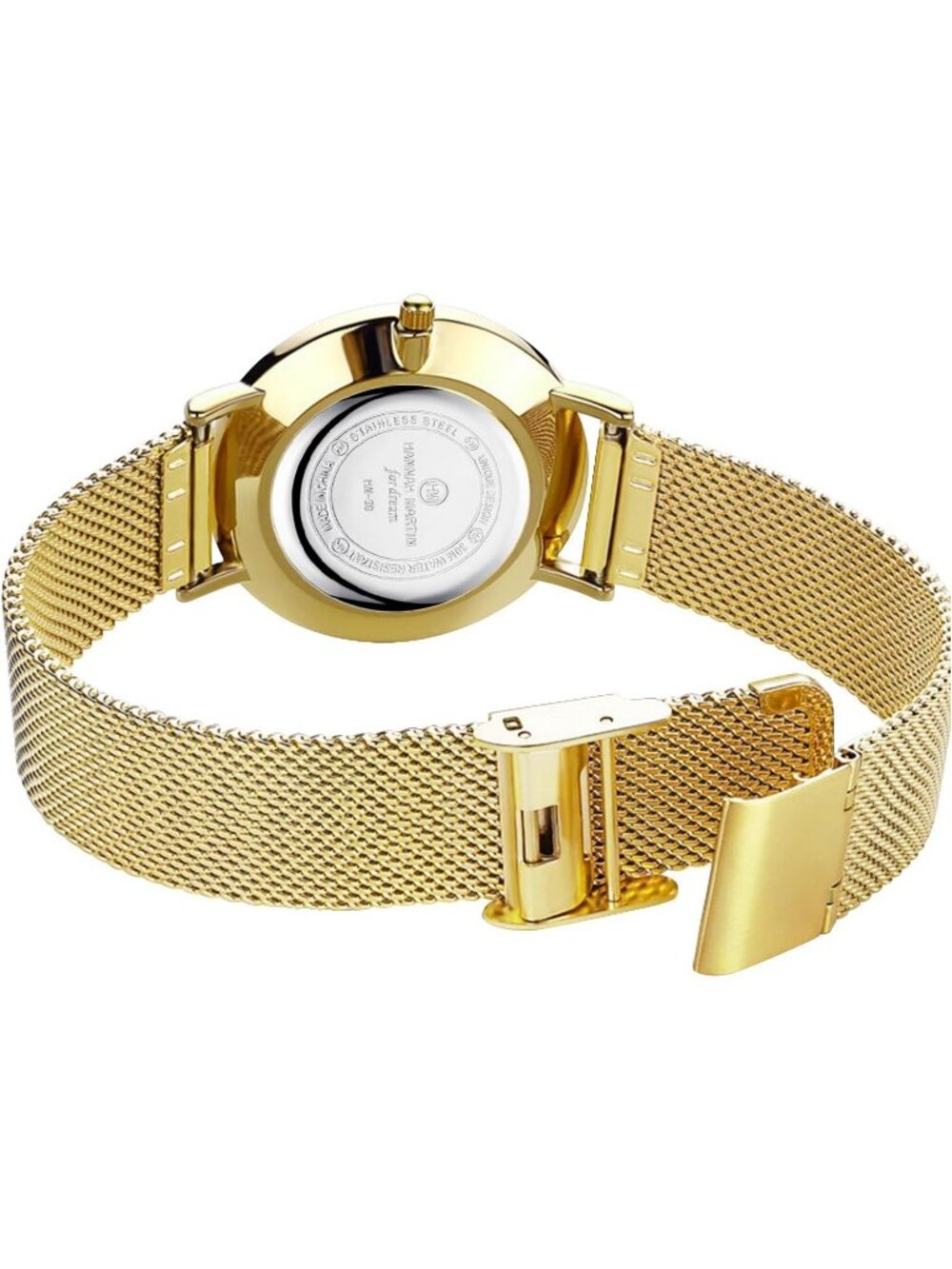 Women's Gold Green Analog Stainless Steel Mesh Strap Minimalist Slim Dial Watch - Picture 3 of 6